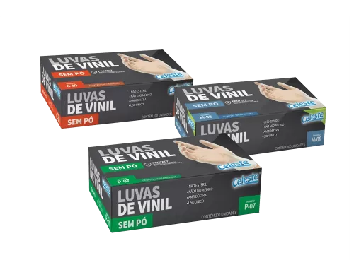 Luva de vinil sem pó